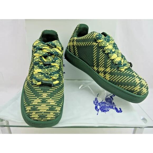 $ 1K NIB BURBERRY BOX GREEN CHECK CANVAS LOGO PLATFORM SNEAKERS 9.5 US 42.5 IT - Picture 5 of 12
